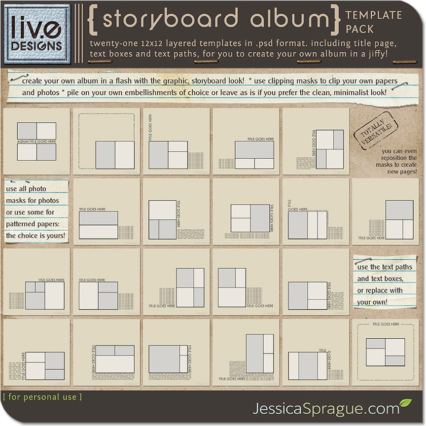 LivEdesigns Storyboard Album Template Pack LivEdesigns Storyboard Album Template Pack
