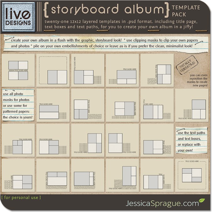 LivEdesigns Storyboard Album Template Pack